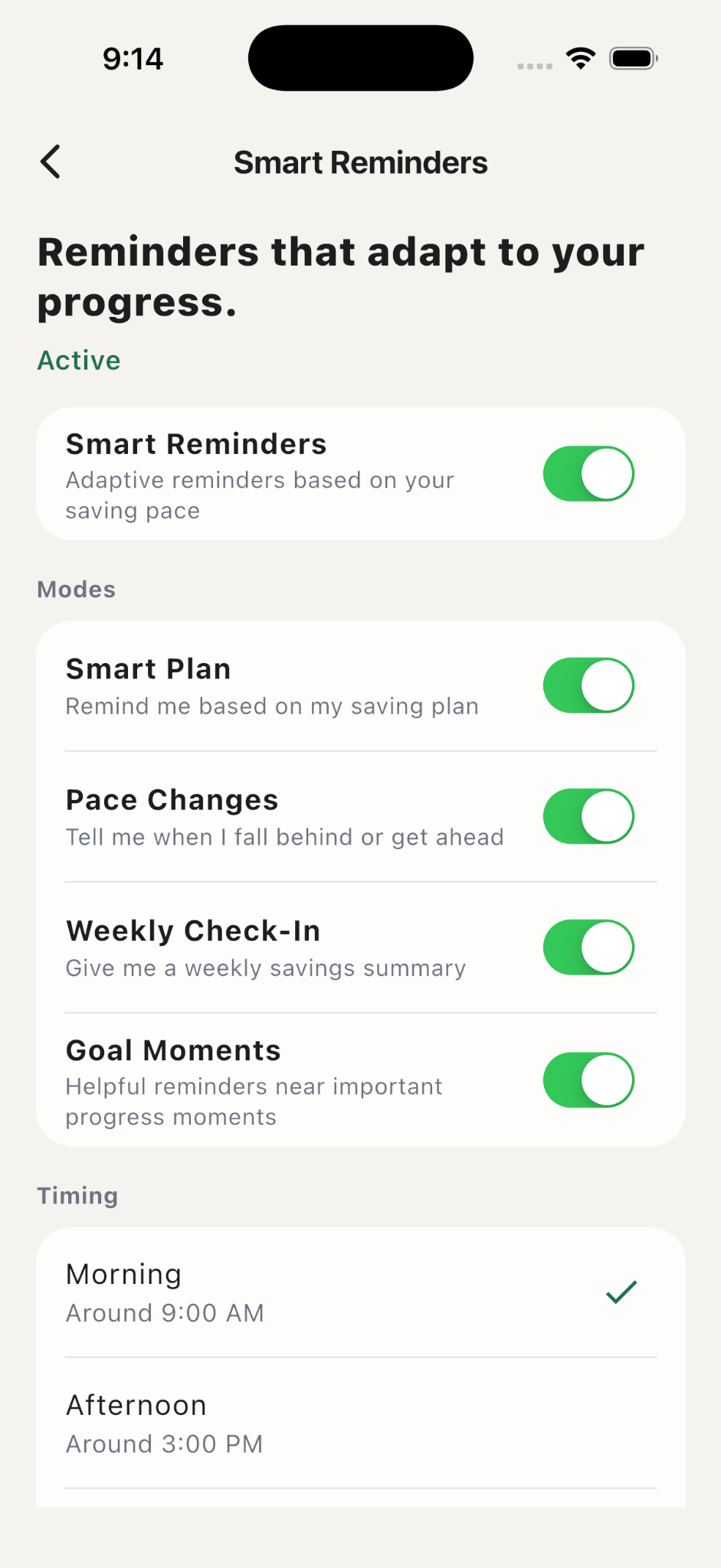 Centward Smart Reminders settings